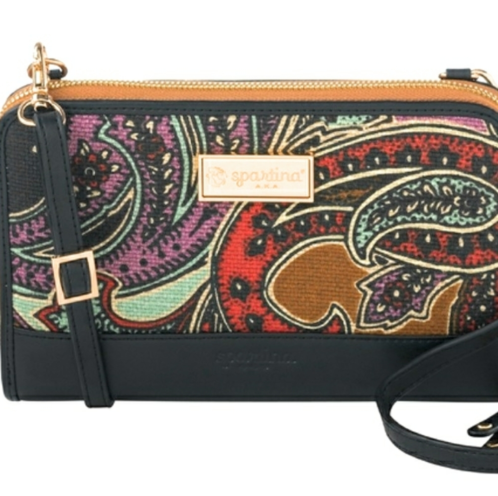 SOLD Spartina 449 Paisley Print Crossbody Wallet W/ Adjustable & Removeable Stra